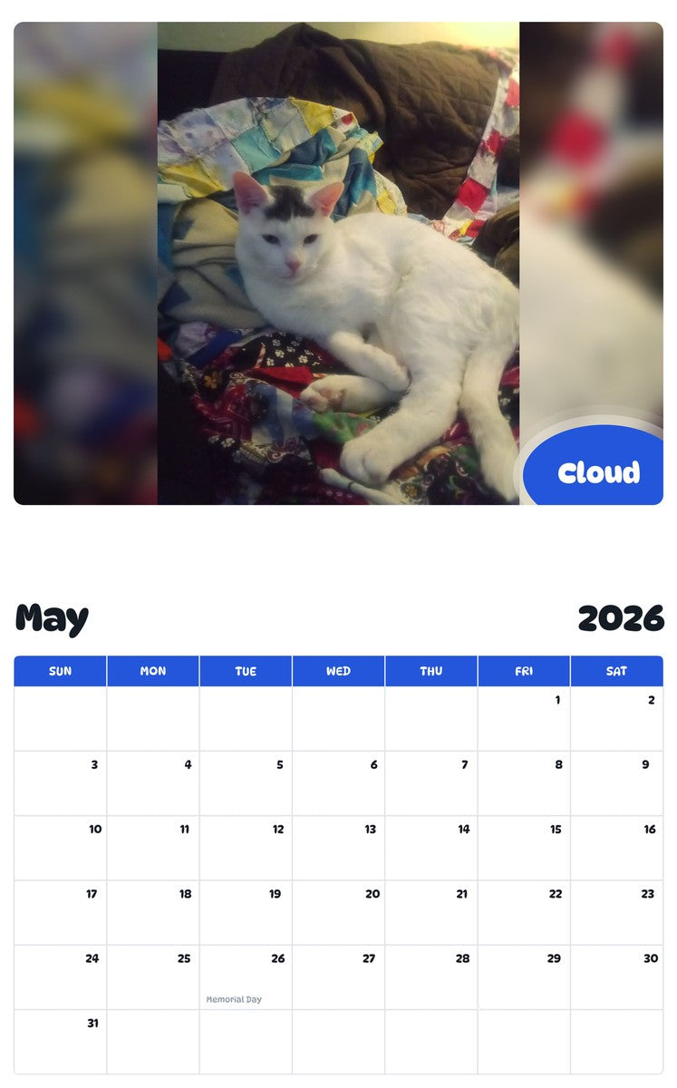 2026 - 2027 Cloud - Pawidols Pet Calendar