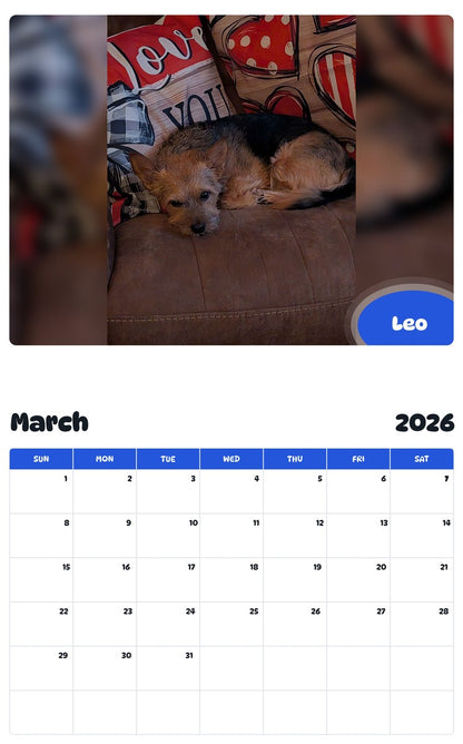 November 2025 - October 2026 Leo - Pawidols Pet Calendar