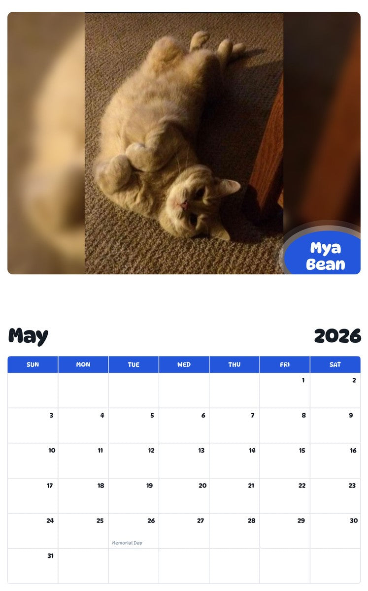2026 - 2027 Mya Bean - Pawidols Pet Calendar