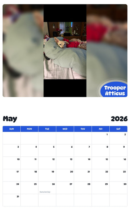 2026 - 2027 Trooper Atticus - Pawidols Pet Calendar