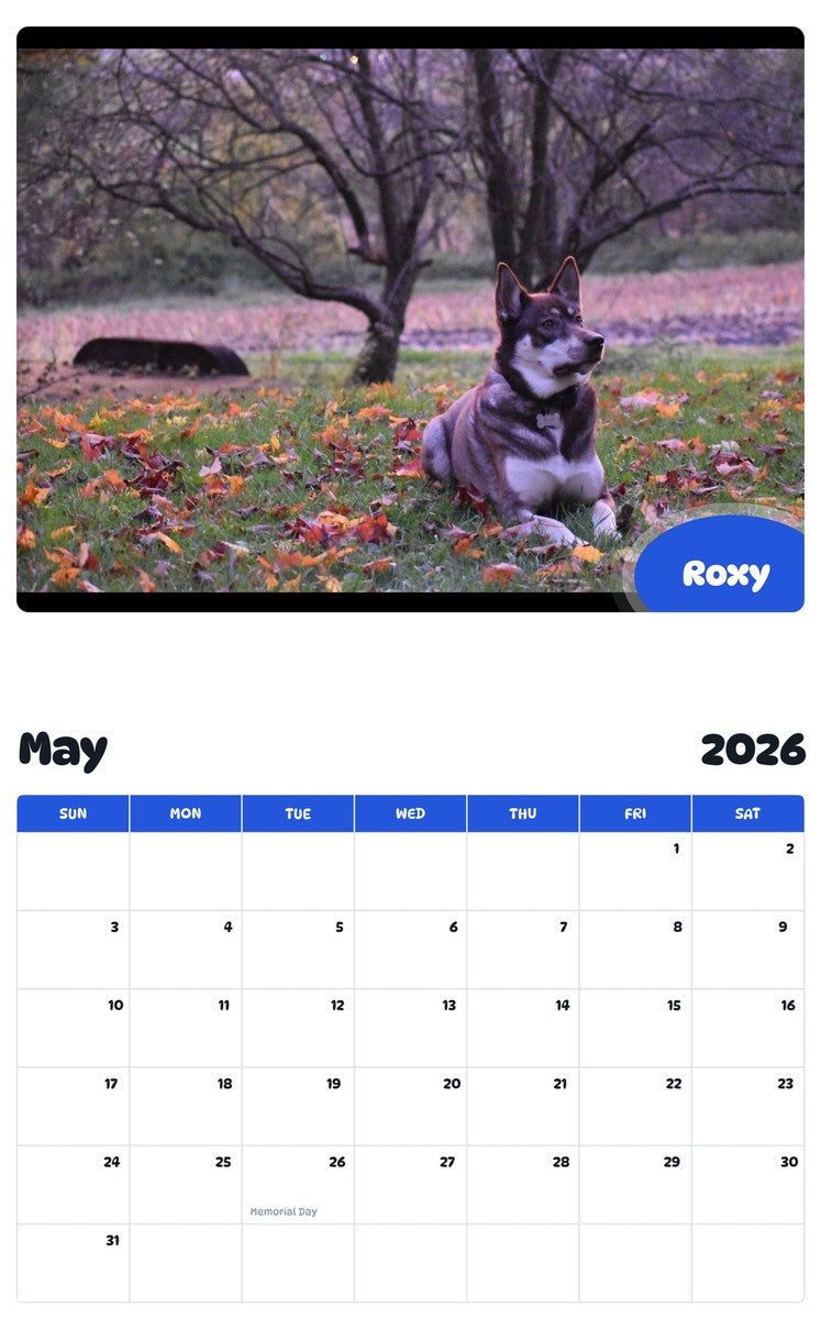 2026 - 2027 Roxy - Pawidols Pet Calendar