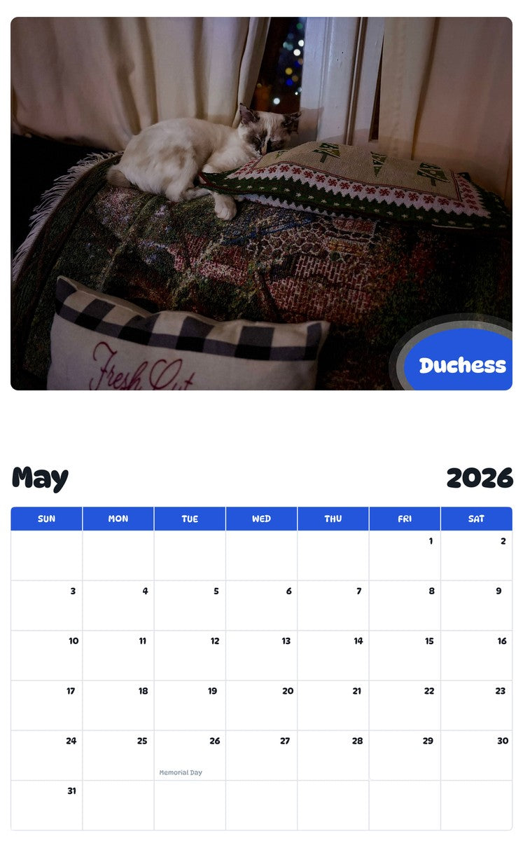 2026 - 2027 Duchess - Pawidols Pet Calendar