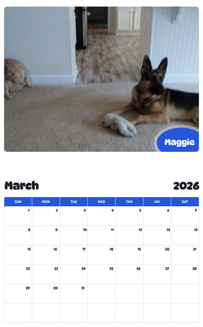November 2025 - October 2026 Maggie - Pawidols Pet Calendar