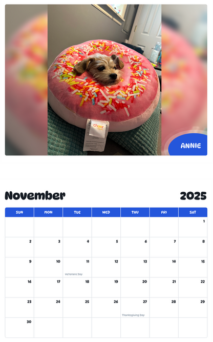 July 2025 - June 2026 Annie - Pawidols Pet Calendar