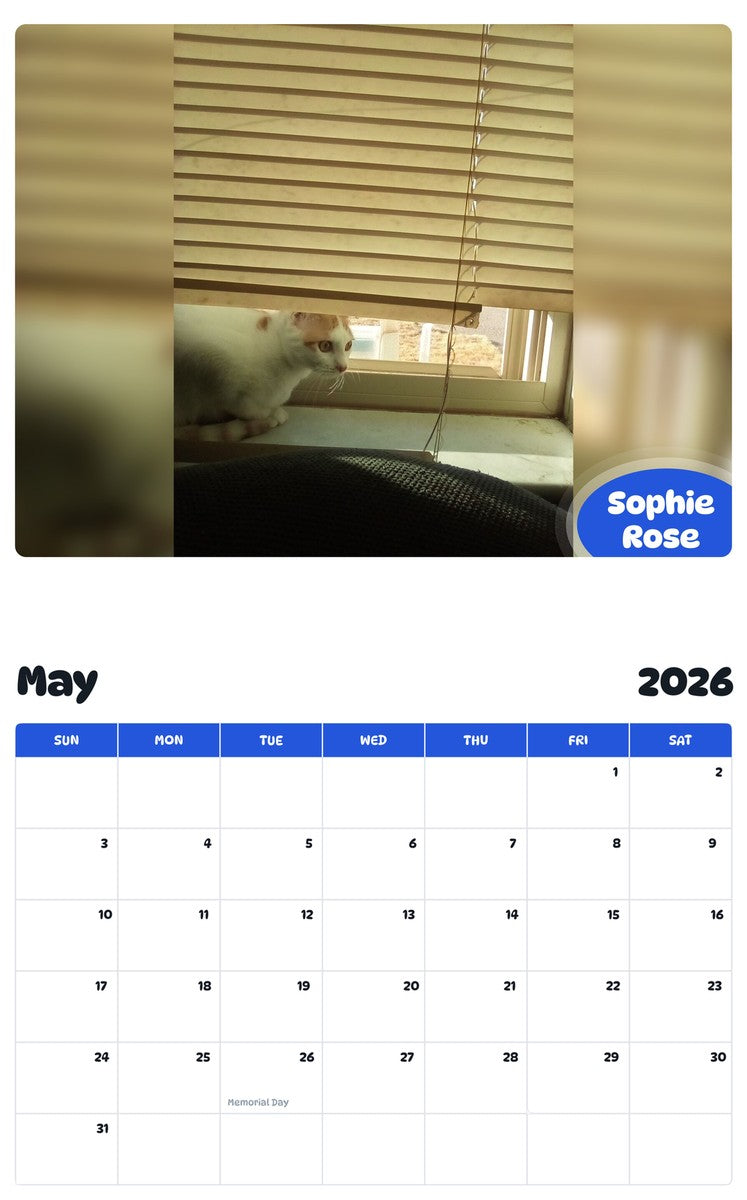 2026 - 2027 Sophie Rose - Pawidols Pet Calendar