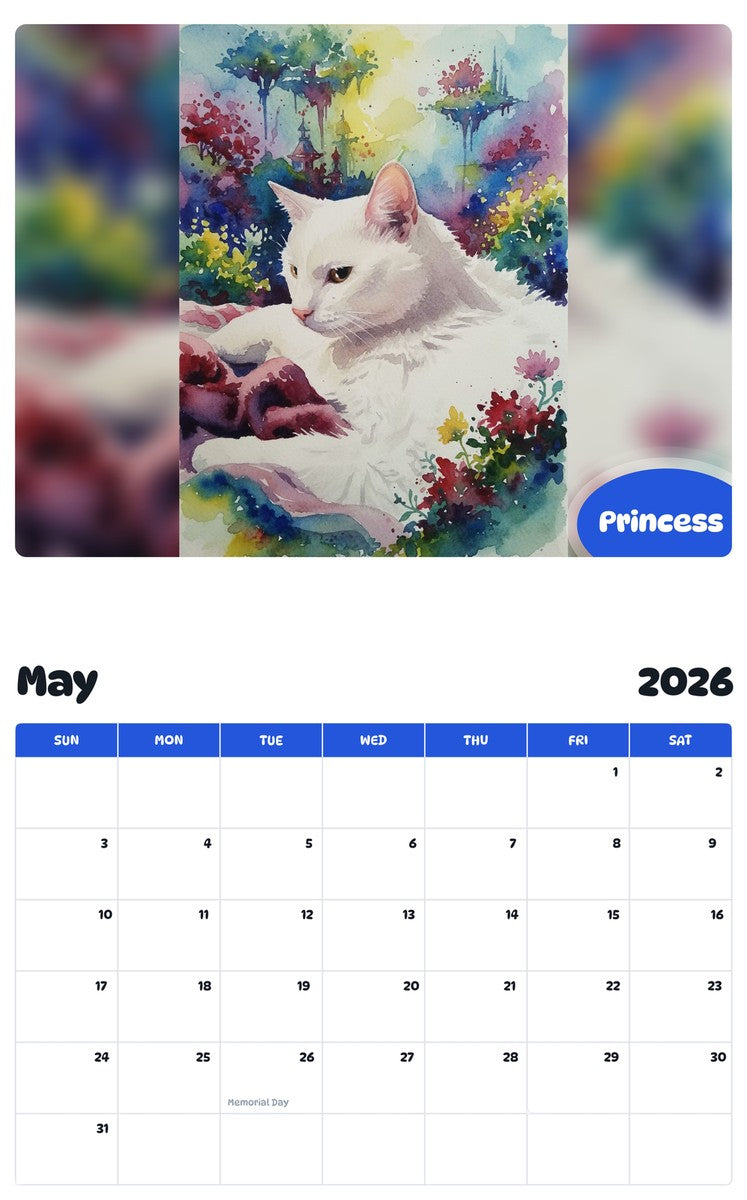 2026 - 2027 Princess - Pawidols Pet Calendar