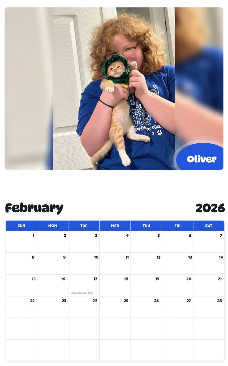 November 2025 - October 2026 Oliver - Pawidols Pet Calendar