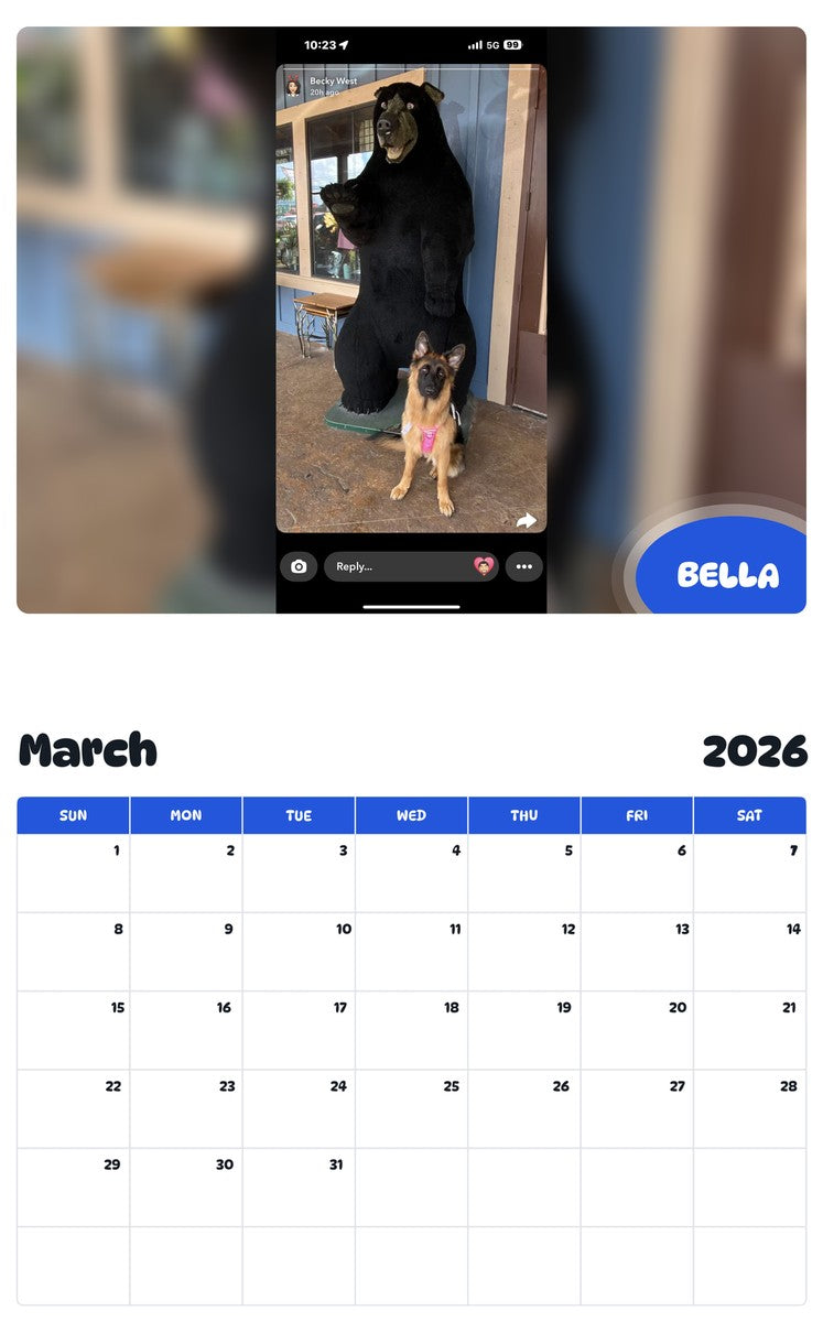 November 2025 - October 2026 BELLA - Pawidols Pet Calendar