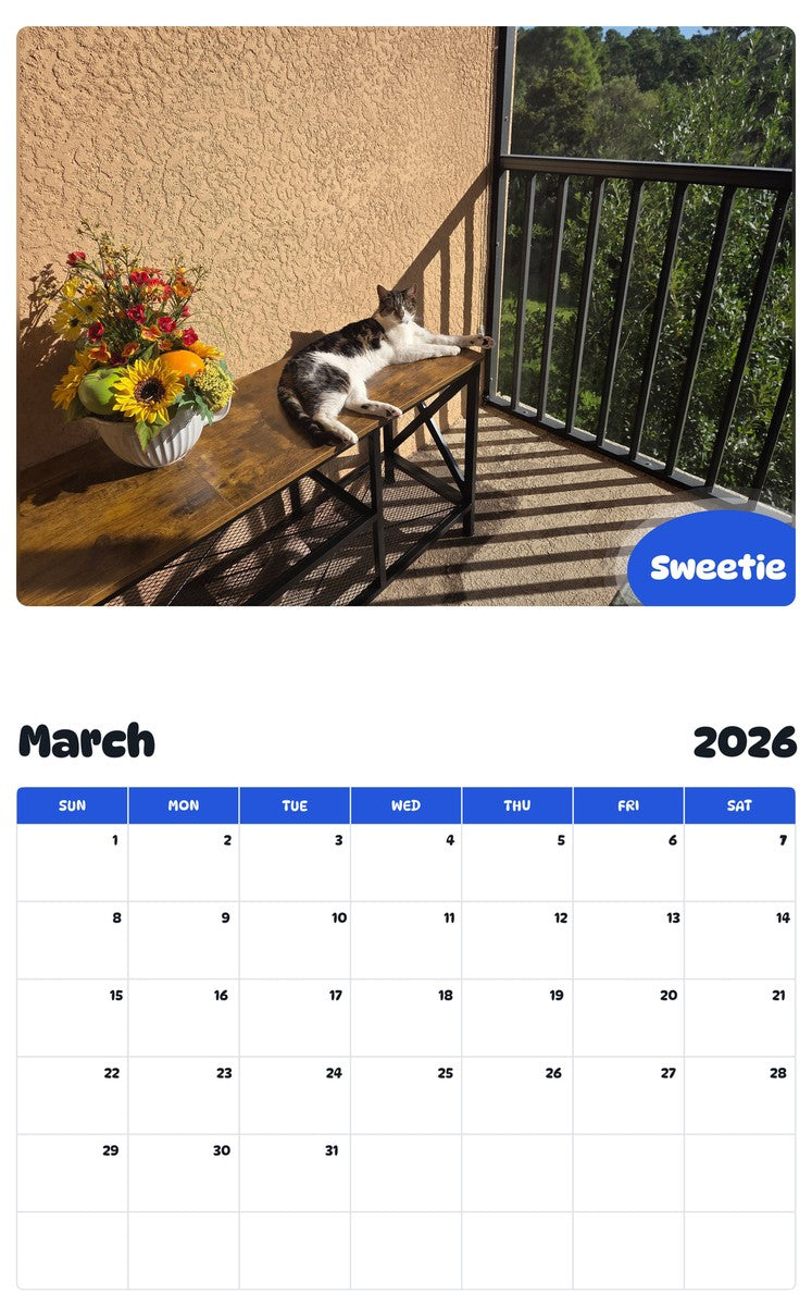 November 2025 - October 2026 Sweetie - Pawidols Pet Calendar