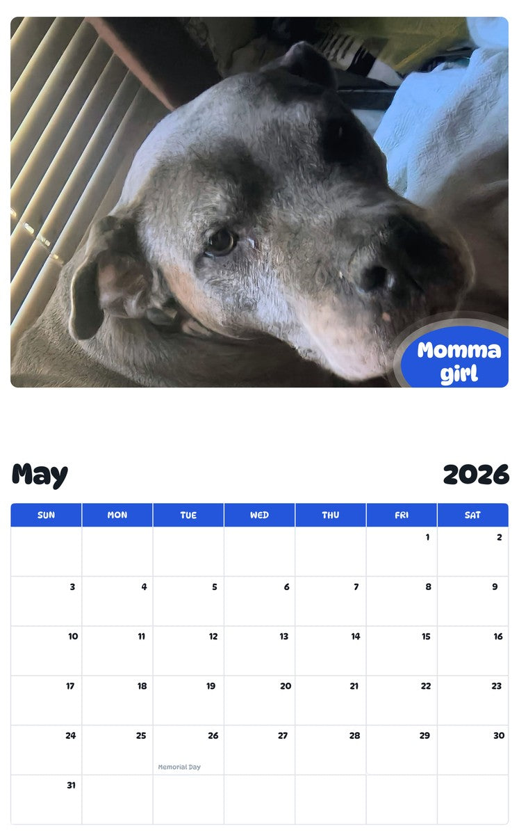 2026 - 2027 Momma girl - Pawidols Pet Calendar