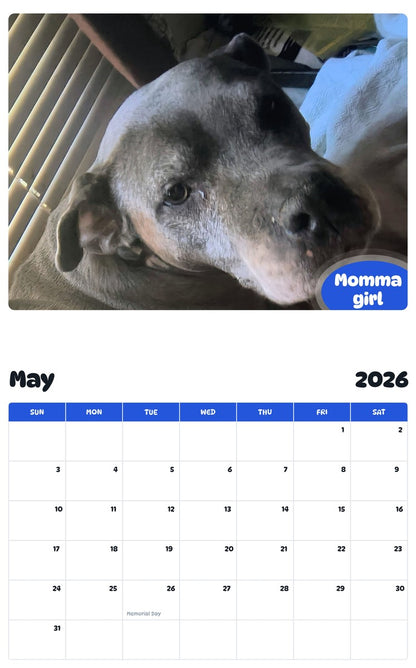 2026 - 2027 Momma girl - Pawidols Pet Calendar