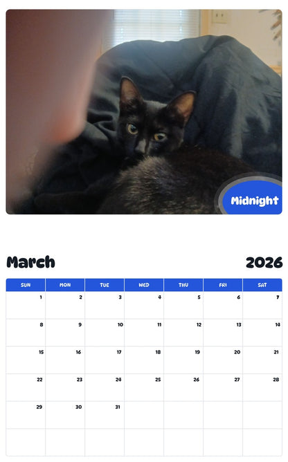 November 2025 - October 2026 Midnight - Pawidols Pet Calendar