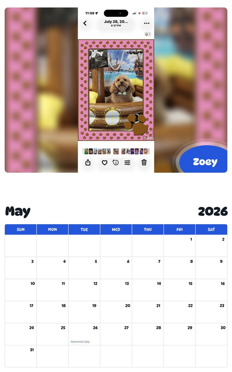 2026 - 2027 Zoey - Pawidols Pet Calendar