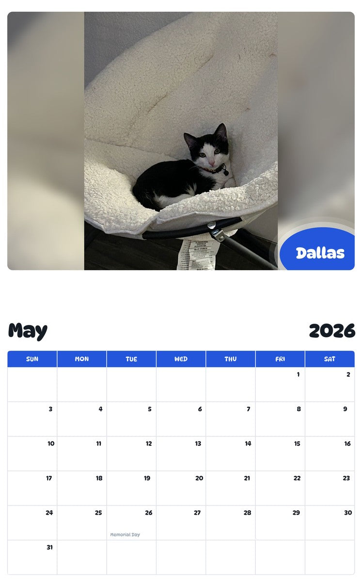2026 - 2027 Dallas - Pawidols Pet Calendar