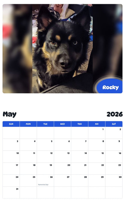 2026 - 2027 Rocky - Pawidols Pet Calendar