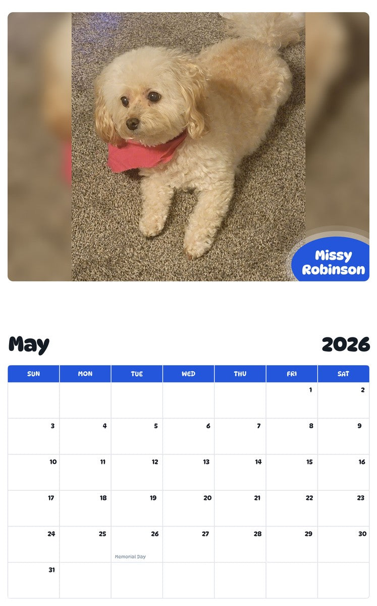 2026 - 2027 Missy Robinson - Pawidols Pet Calendar