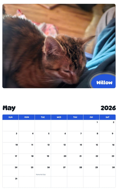 2026 - 2027 Willow - Pawidols Pet Calendar