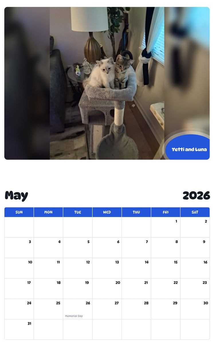 2026 - 2027 Yetti and Luna - Pawidols Pet Calendar