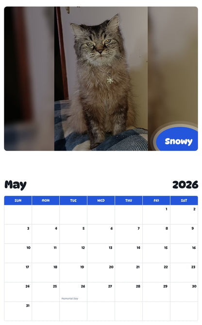 2026 - 2027 Snowy - Pawidols Pet Calendar