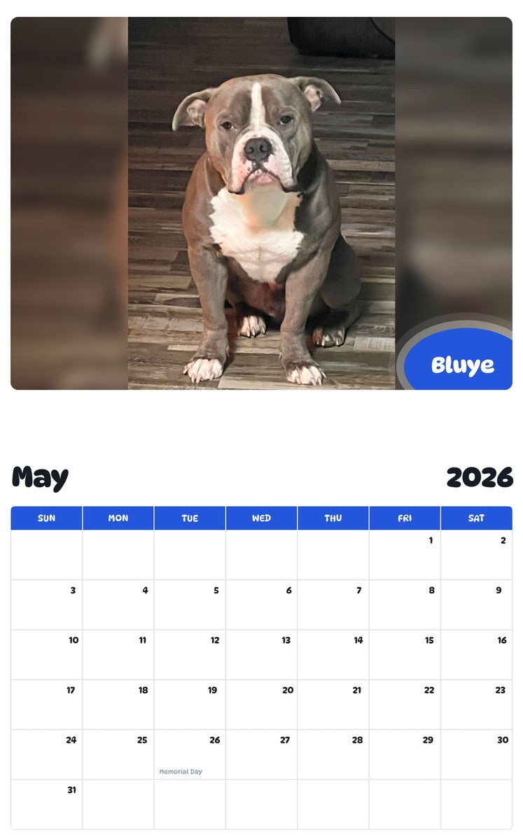 2026 - 2027 Bluye - Pawidols Pet Calendar