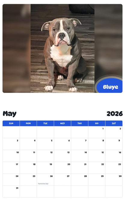 2026 - 2027 Bluye - Pawidols Pet Calendar