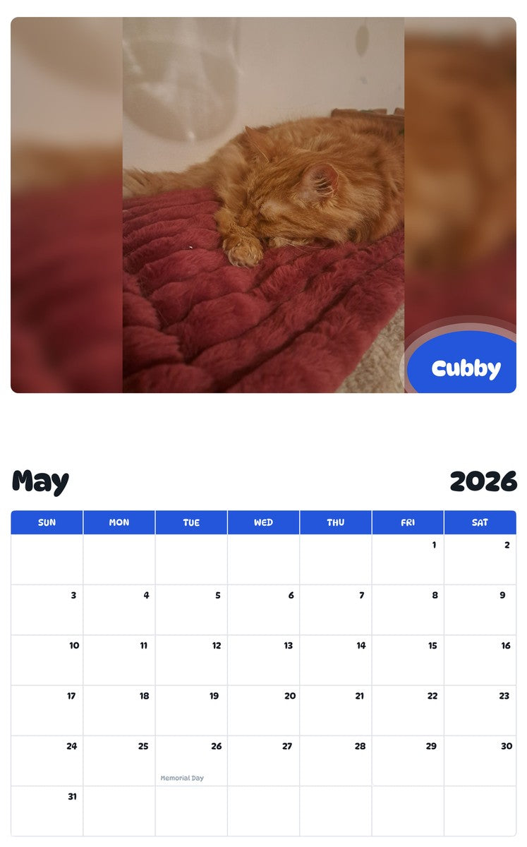 2026 - 2027 Cubby - Pawidols Pet Calendar