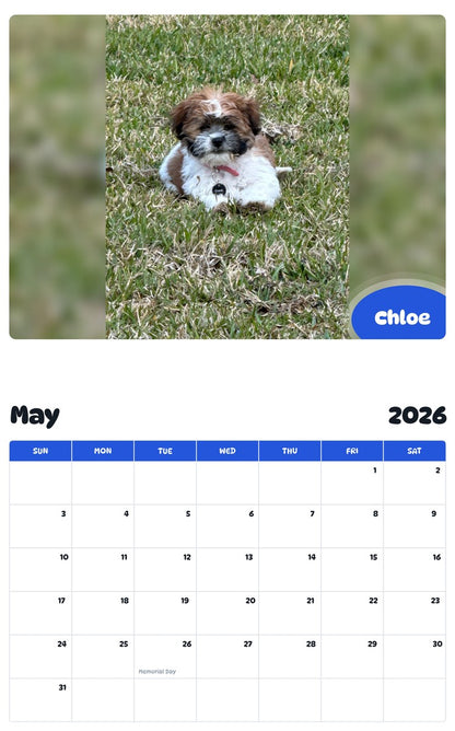 2026 - 2027 Chloe - Pawidols Pet Calendar