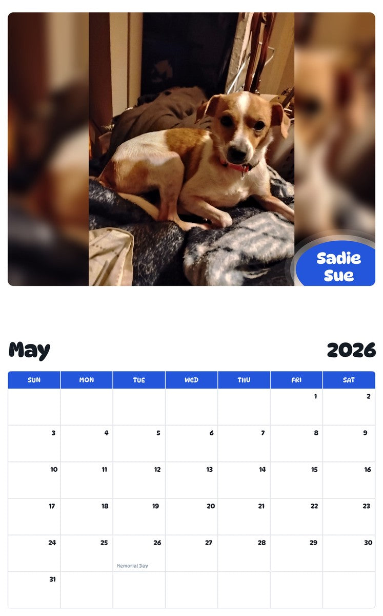 2026 - 2027 Sadie Sue - Pawidols Pet Calendar