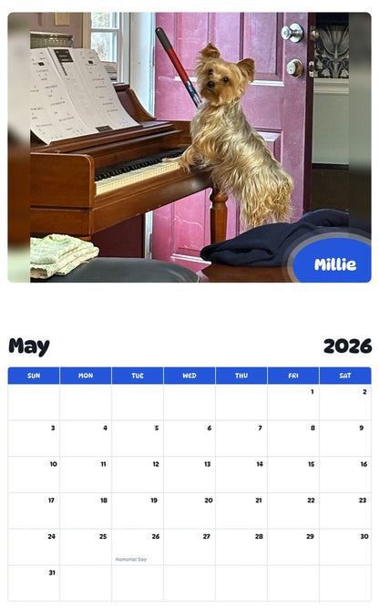 2026 - 2027 Millie - Pawidols Pet Calendar