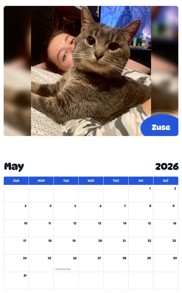 2026 - 2027 Zuse - Pawidols Pet Calendar