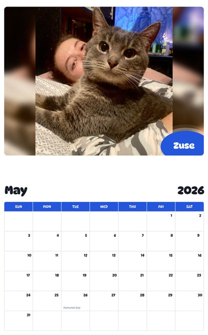 2026 - 2027 Zuse - Pawidols Pet Calendar