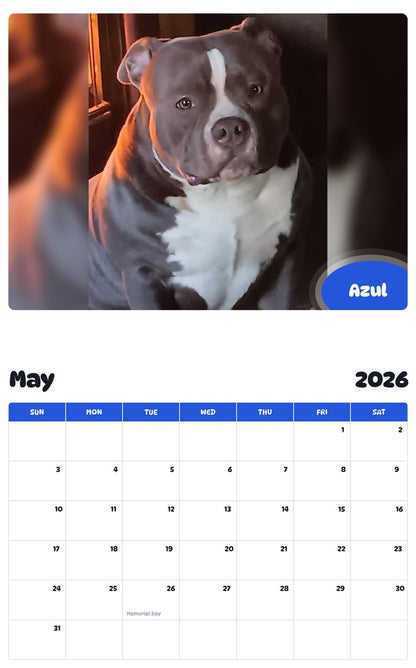 2026 - 2027 Azul - Pawidols Pet Calendar