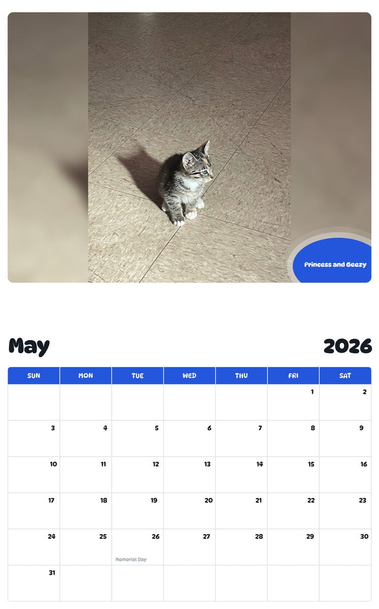 2026 - 2027 Princess and Geezy - Pawidols Pet Calendar