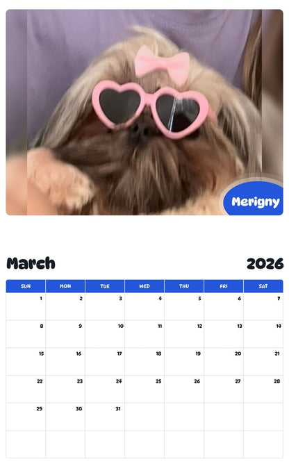 November 2025 - October 2026 Merigny - Pawidols Pet Calendar