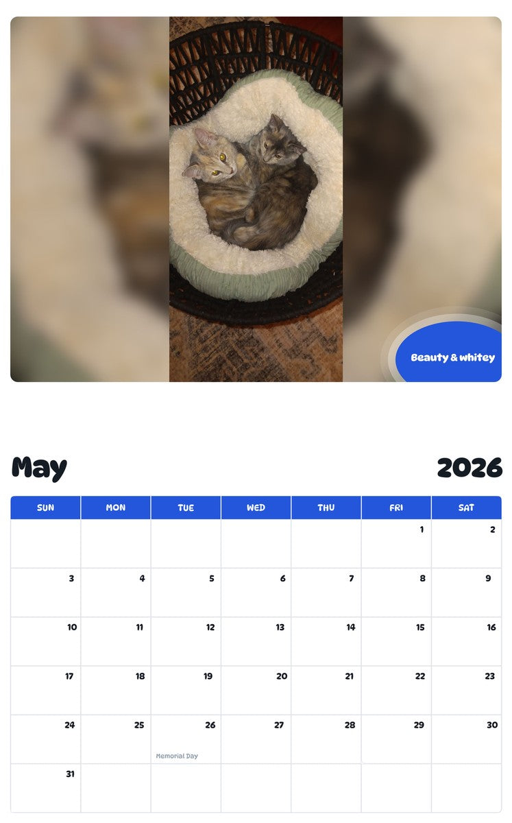 2026 - 2027 Beauty & whitey - Pawidols Pet Calendar