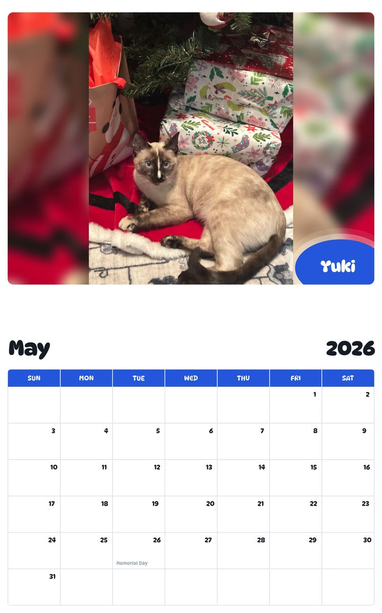 2026 - 2027 Yuki - Pawidols Pet Calendar