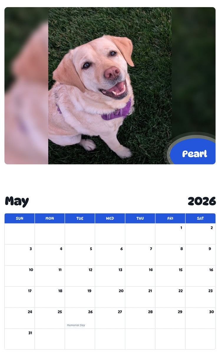 2026 - 2027 Pearl - Pawidols Pet Calendar