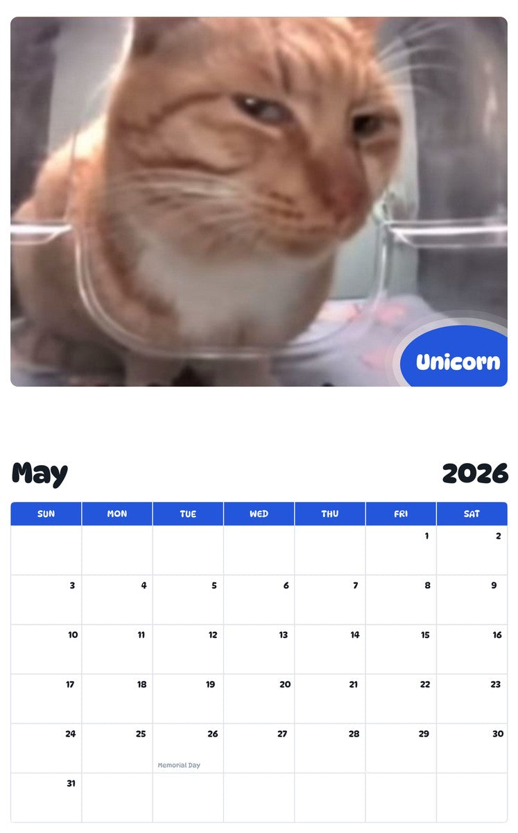 2026 - 2027 Unicorn - Pawidols Pet Calendar
