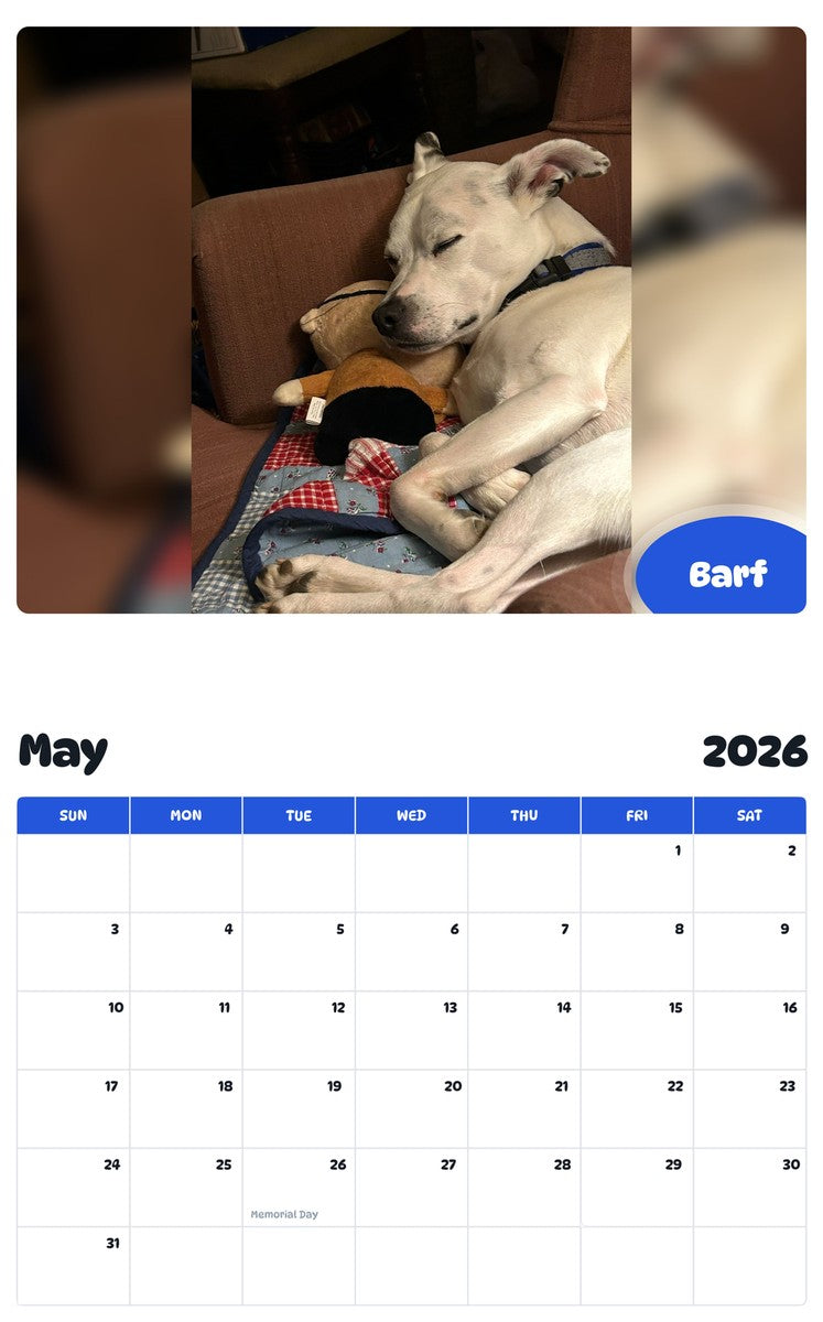 2026 - 2027 Barf - Pawidols Pet Calendar