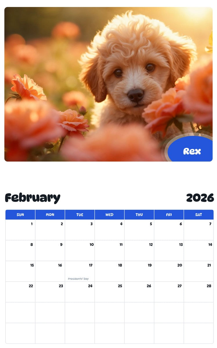 October 2025 - September 2026 Rex - Pawidols Pet Calendar