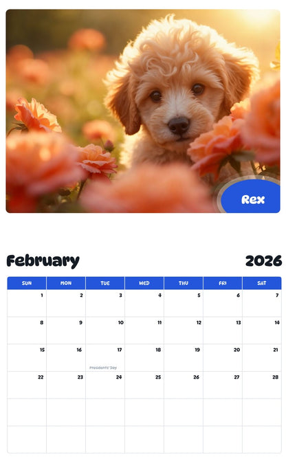 October 2025 - September 2026 Rex - Pawidols Pet Calendar