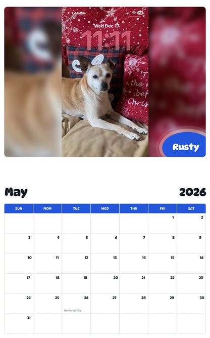 2026 - 2027 Rusty - Pawidols Pet Calendar