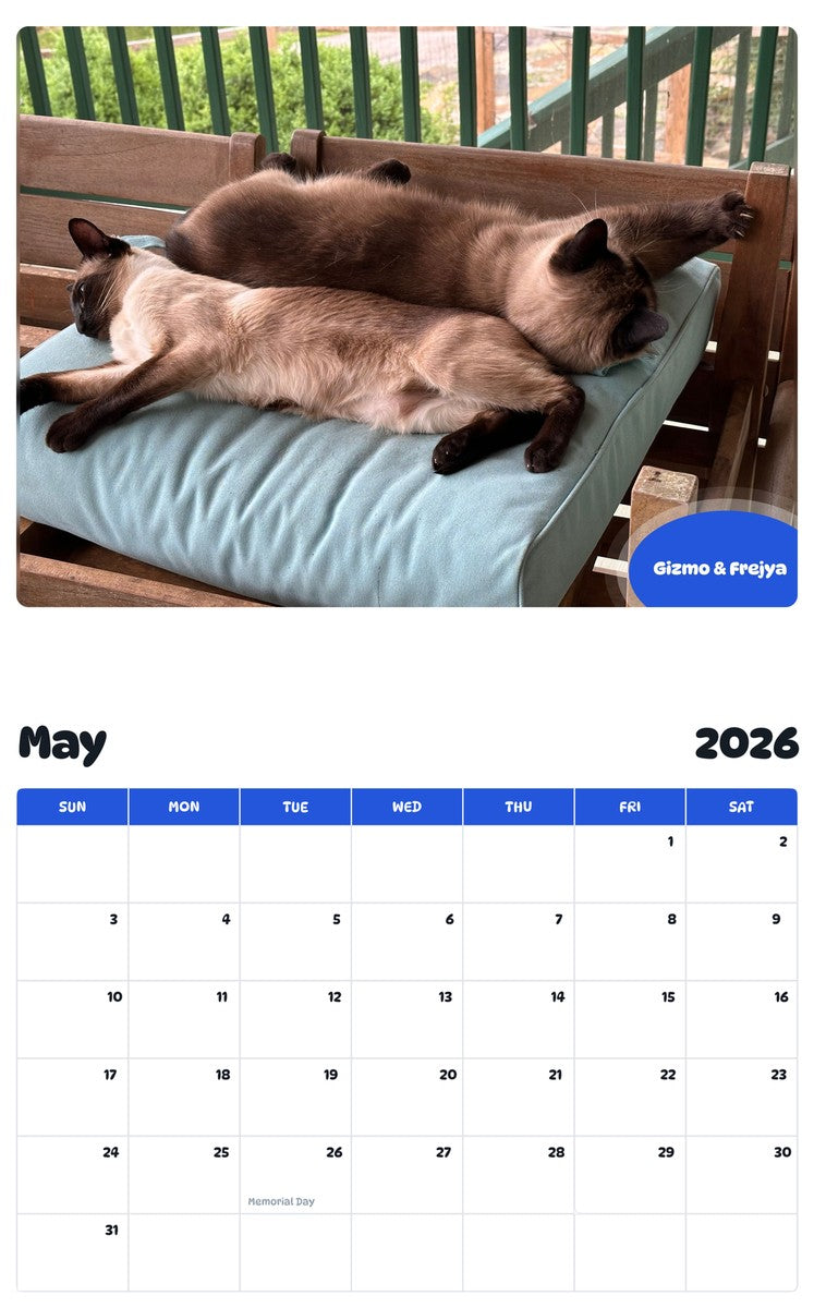 2026 - 2027 Gizmo & Frejya - Pawidols Pet Calendar