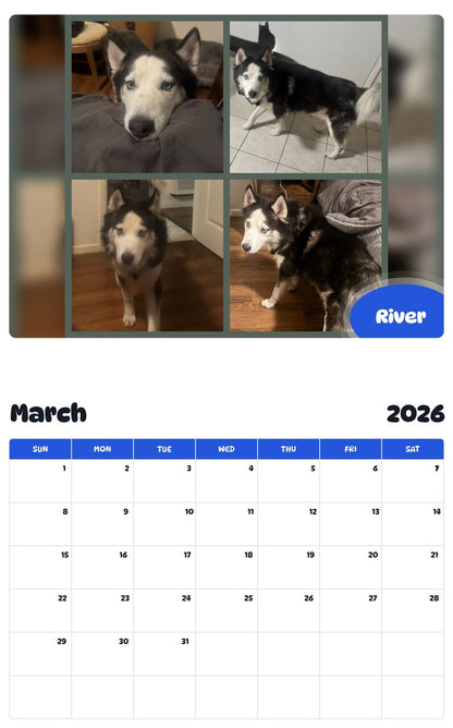 November 2025 - October 2026 River - Pawidols Pet Calendar