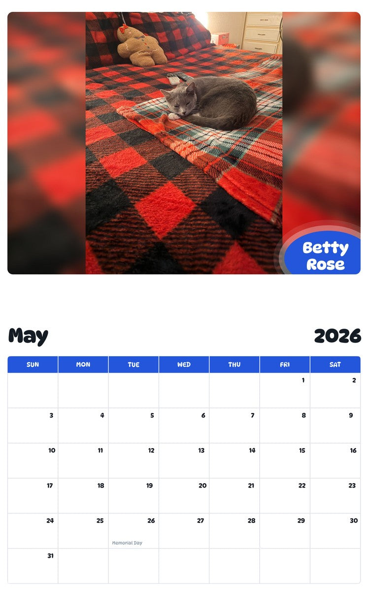 2026 - 2027 Betty Rose - Pawidols Pet Calendar