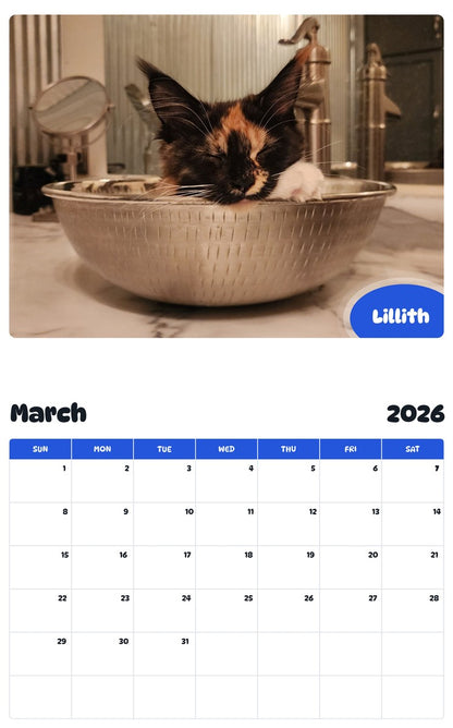 November 2025 - October 2026 Lillith - Pawidols Pet Calendar