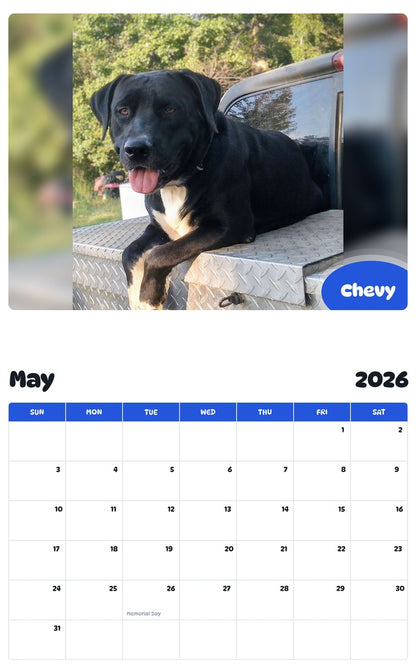 2026 - 2027 Chevy - Pawidols Pet Calendar