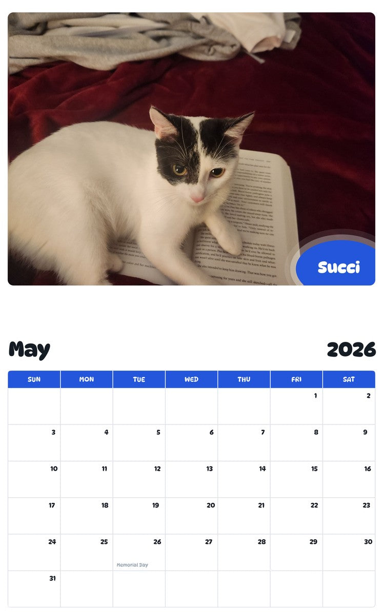 2026 - 2027 Succi - Pawidols Pet Calendar