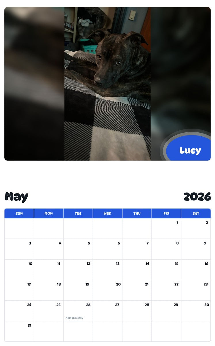 2026 - 2027 Lucy - Pawidols Pet Calendar