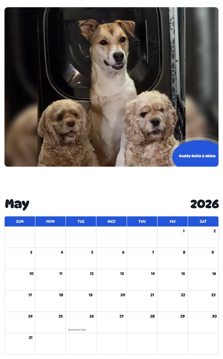 2026 - 2027 Buddy Bella & Abbie - Pawidols Pet Calendar